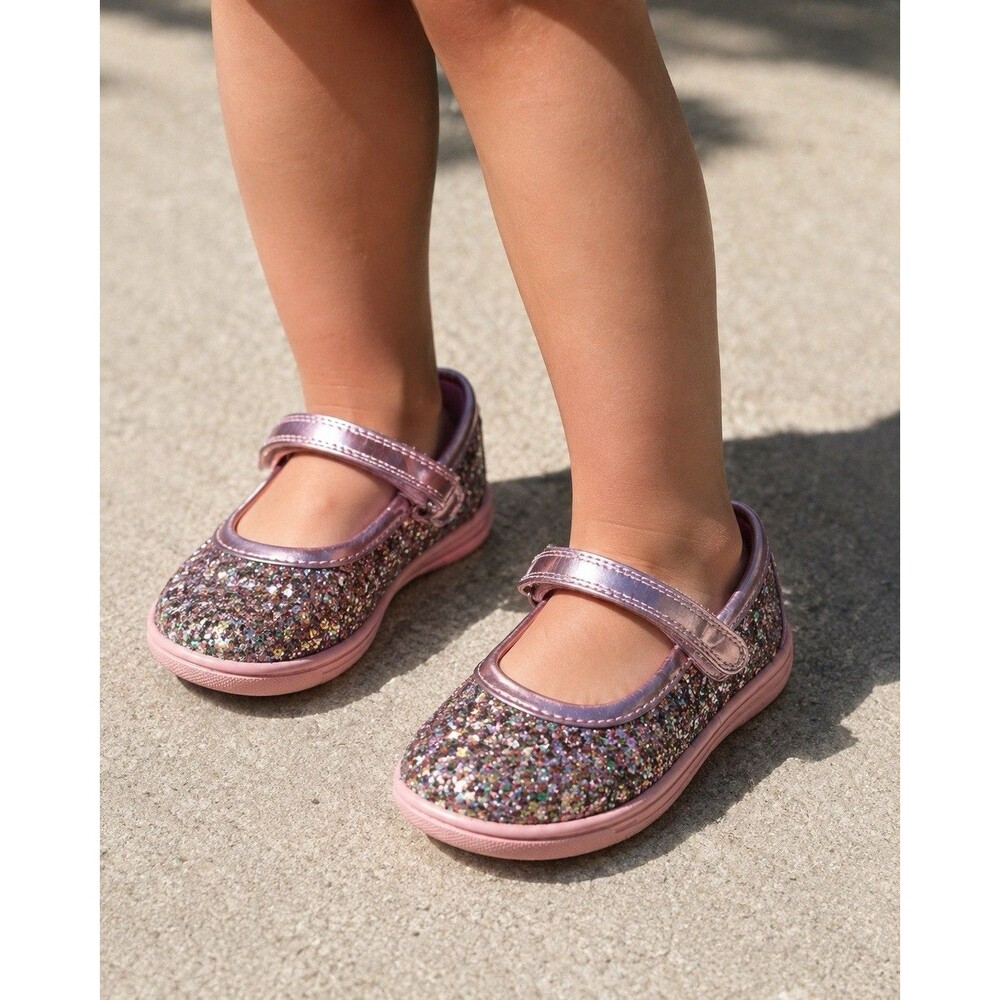Rachel Shoes Girls Pink Glitter Mary Jane Shoes Size 5 Toddler
